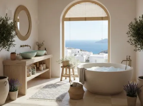 Il bagno mediterraneo: luce, materiali naturali e colori