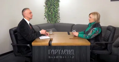 Ігор Каганець і Оксана Білозір у студії відеоканалу Гартленд