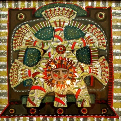 Оксана Андрущенко. Дідух. 44x44 см (живопис на склі)
