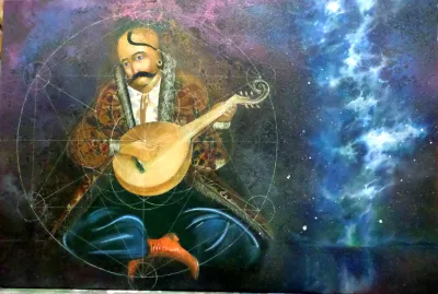 Сидить козак, в кобзу грає. Що замислить - то все має. 
