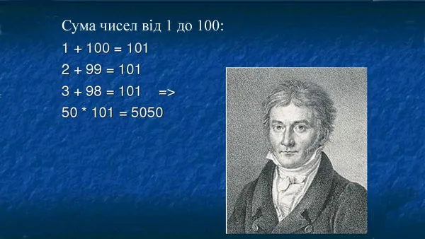 Задача, яку рішив учень німецької школи Карл Фрідріх Гаус